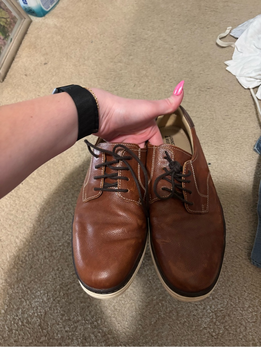 Johnston & Murphy Brown Leather Lace-Up Oxfords